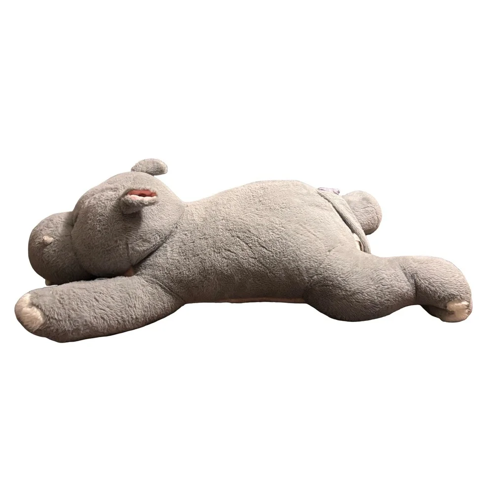 Hippo Plush Toy Kids Large Grey Floppy Laying Down Stuffed Animal